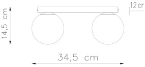 Черна лампа за таван със стъклен абажур ø 12 cm Umerta - Sollux