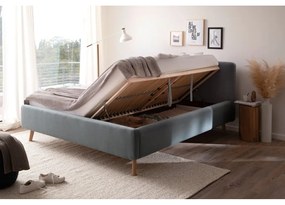 Синьо-сиво двойно легло с решетка и място за съхранение , 180 x 200 cm Mattis - Meise Möbel