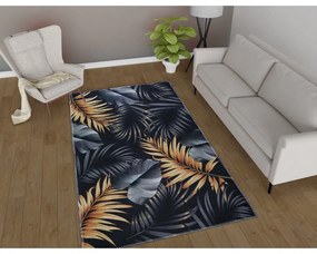 Тъмносиня и златиста пътека подходяща за пране 80x200 cm Midnight Leaves – Vitaus
