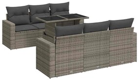 3326261 vidaXL Градински диван с възглавници, 7 части, полиратан, сив
