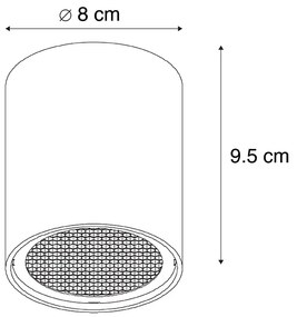 Дизайнерски повърхностно монтиран прожектор черен GU10 50mm - Tubo Honey