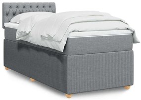 3289646 vidaXL Боксспринг легло с матрак, светлосиво, 90x200 см, плат