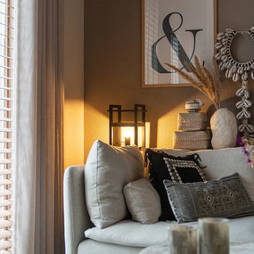 Индустриална настолна лампа черна с дърво - Cage Rack