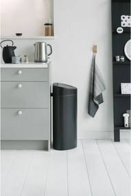 Кош за боклук Brabantia Touch Bin New 649733, 40 л, Безшумно и плавно затваряне, Плосък гръб, Черен