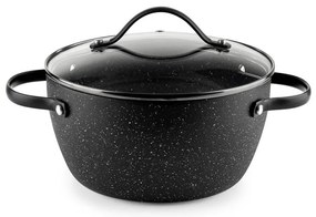 Тенджера Luigi Ferrero Symphony FR-2010, 20x10.5 см, 2.6 л, Незалепващо покритие, Стъклен капак с отвор за пара, Стоманени дръжки с PVD, Индукция, Черен мрамор