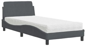 3208292 vidaXL Легло с матрак, тъмносиво, 80x200 см, кадифе