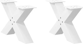 4012937 vidaXL Крака за масичка за кафе, X-образни, 2 бр., бели, 50 x (30-31) см, стомана