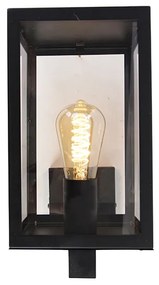 Модерна външна стенна лампа черна със стъкло 30 см - Rotterdam