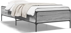 844994 vidaXL Рамка за легло, сив сонома, 75x190 см, инженерно дърво и метал