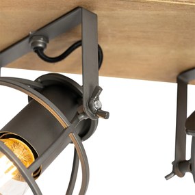 Индустриален прожектор тъмно сив с дърво регулируем 2-светлина - Arthur