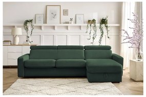 Тъмнозелен разтегателен ъглов диван (променлив) Monaco – Bobochic Paris