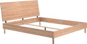 Двойно легло от масивен дъб без ламелно дъно в естествен цвят 180x200 cm Forrest – Vipack