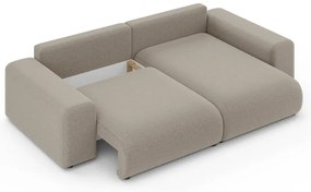 Бежов разтегателен ъглов диван с място за съхранение (променлив) Luma – Ropez