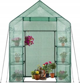 Градинска оранжерия с фолио и рафтове 73 x 140 m x 200 cm