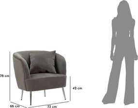 Сиво кадифено кресло Silvery – Mauro Ferretti