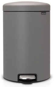Кош за боклук с педал Brabantia NewIcon 1001091, 20 л, Плавно затваряне, Противоплъзгаща основа, Минерално покритие, Сив