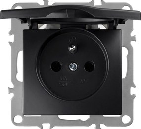 Единичен контакт със заземяване и капаче OSTE JNH005-G Black