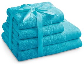 Тюркоазени памучни хавлии и кърпи за баня в комплект от 4 бр. от тери Amari – Restilo