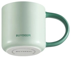 Керамична чаша за чай и кафе Buydeem CD1018-CG, 350 мл, Плоско дъно, Вътрешна мерителна скала, Високотемпературна керамика, Зелен