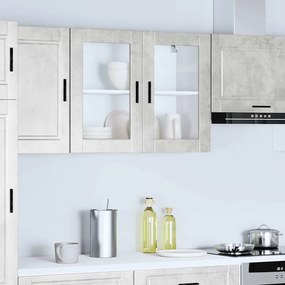 854091 vidaXL Кухненски стенен шкаф със стъклена врата Porto бетонно сив