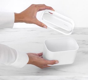 Кошче за отпадъци за баня Brabantia MindSet 1005689, Минерално покритие, Люлеещ се капак, Бял