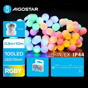 Aigostar - LED Външен гирлянд 100xLED/3xAA/8 режима 10,3 m IP44 многоцветен