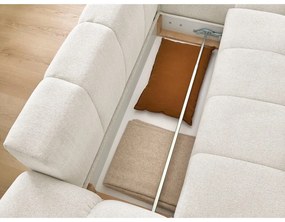 Бял шенилов сгъваем/с място за съхранение ъглов диван (десен ъгъл) Everest – Bobochic Paris