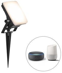 Интелигентен прожектор черен 12,8 см с LED IP65 с наземна шина - Ruud