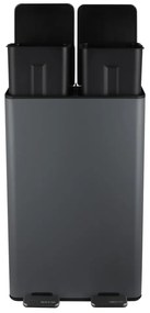 Тъмносиво стоманено кошче за боклук 2x30 l за рециклиране с педал Aliya – Spirella