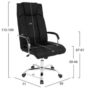 Офис стол HM1117 черен цвят с хром крака