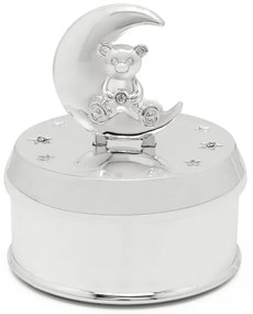 Метална музикална кутия в сребристо ø 7x8 cm Bear and Moon – Zilverstad