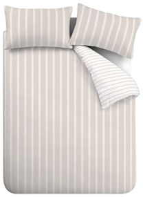 Бежово единично памучно спално бельо 135x200 cm Ashford Stripe – Bianca