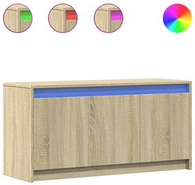 852210 vidaXL ТВ шкаф с LED, сонома дъб, 100x34x50 см, инженерно дърво