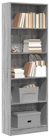 857826 vidaXL Библиотека, сив сонома, 60x24x176 см, инженерно дърво
