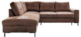 Кафяв разтегателен ъглов диван от изкуствена кожа (ляв ъгъл) Lofty Lilly – Miuform