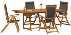 3279260 vidaXL Градински трапезен комплект, 5 части, акация масив и textilene