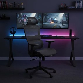 Ергономичен офис стол с регулируема облегалка за глава и мрежеста облегалка