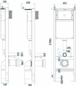 Комплект Структура за Вграждане за WC Slim 024N с Бутон J Gold
