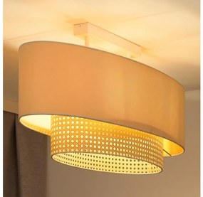 Duolla - Полилей за повърхностен монтаж DOUBLE OVAL RATTAN 2xE27/15W/230V кремав/ратан