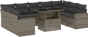 3267480 vidaXL Градински комплект диван с възглавници 10 части сив полиратан