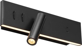 Комплект от 2 модерни стенни лампи черни регулируеми с USB-C вкл. LED - Modric