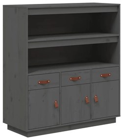 820164 vidaXL Висок шкаф, сив, 100x40x108,5 см, борово дърво масив