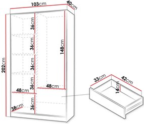 Гардероб Malta-Дължина: 103 cm