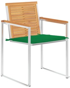 3078559 vidaXL Градински столове, 4 бр, с възглавници, тиково дърво масив