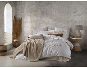 Бяло единично спално бельо от памучен сатен 140x200 cm Ivory Garden Floral – Mila Home Luxury