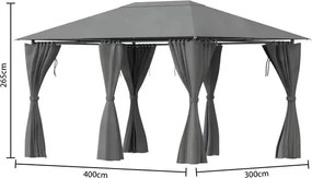 Беседка Hesperide Santorini, Цвят Шисти, 3x4 m