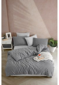 Антрацитно единично спално бельо 140x200 cm Yarn Dyed – Mijolnir