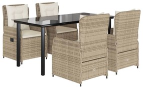 3262892 vidaXL Градински комплект с възглавници, 5 части, бежов полиратан