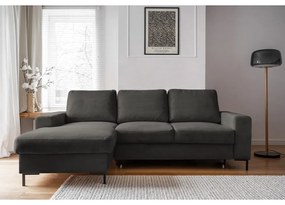 Тъмносив разтегателен ъглов диван от рипсено кадифе (ляв ъгъл) Lofty Lilly – Miuform