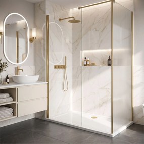 Корито за душ кабина-акрилно Rea Belmond White 80x100 Brush Gold